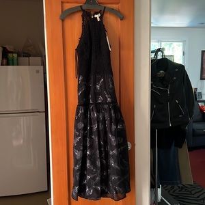 Rebecca Taylor Metallic size 4 halter midi dress! NWT!